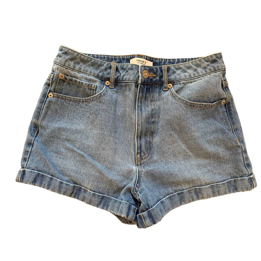 Forever 21 high rise rolled hem denim jean shorts 27